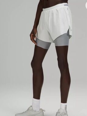 NWOT Lululemon Athletica White and Light Gray Men's Athletic Shorts